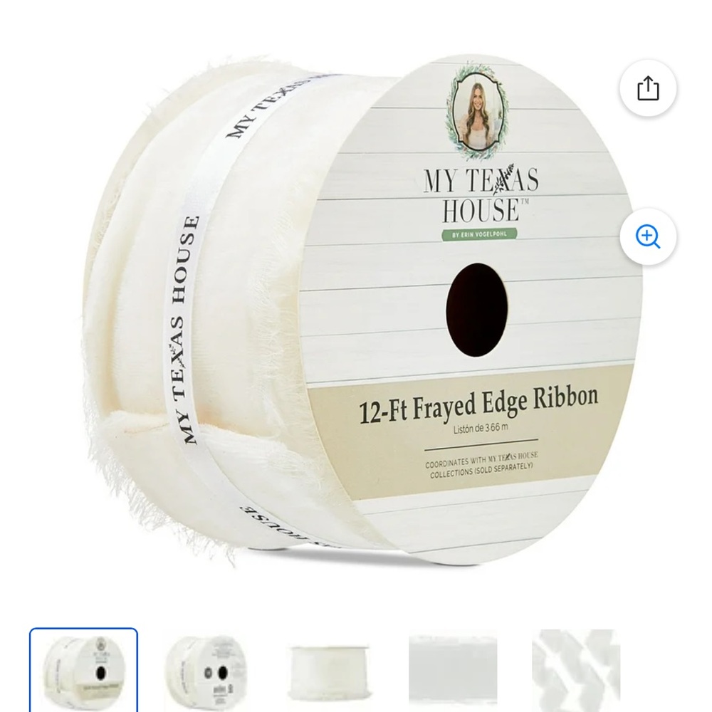 My Texas House White Frayed Edge Ribbon